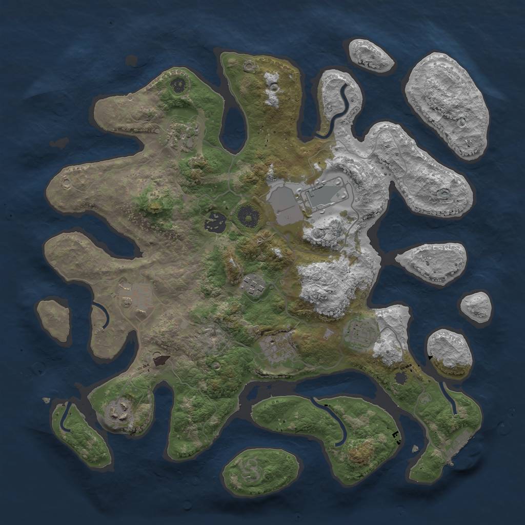 Rust Map: Procedural Map, Size: 3625, Seed: 12800, 12 Monuments