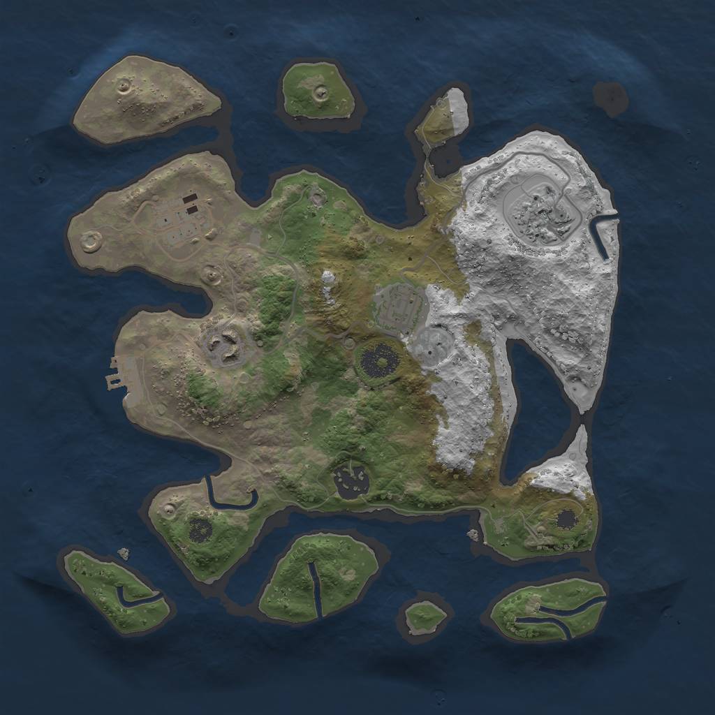 Rust Map: Procedural Map, Size: 3000, Seed: 1667771033, 8 Monuments