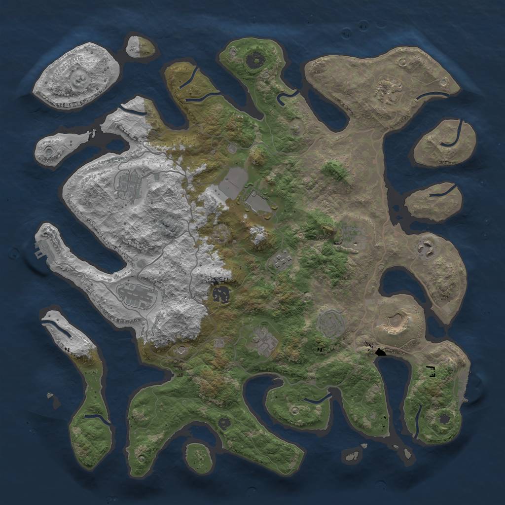 Rust Map: Procedural Map, Size: 4250, Seed: 1019426558, 16 Monuments