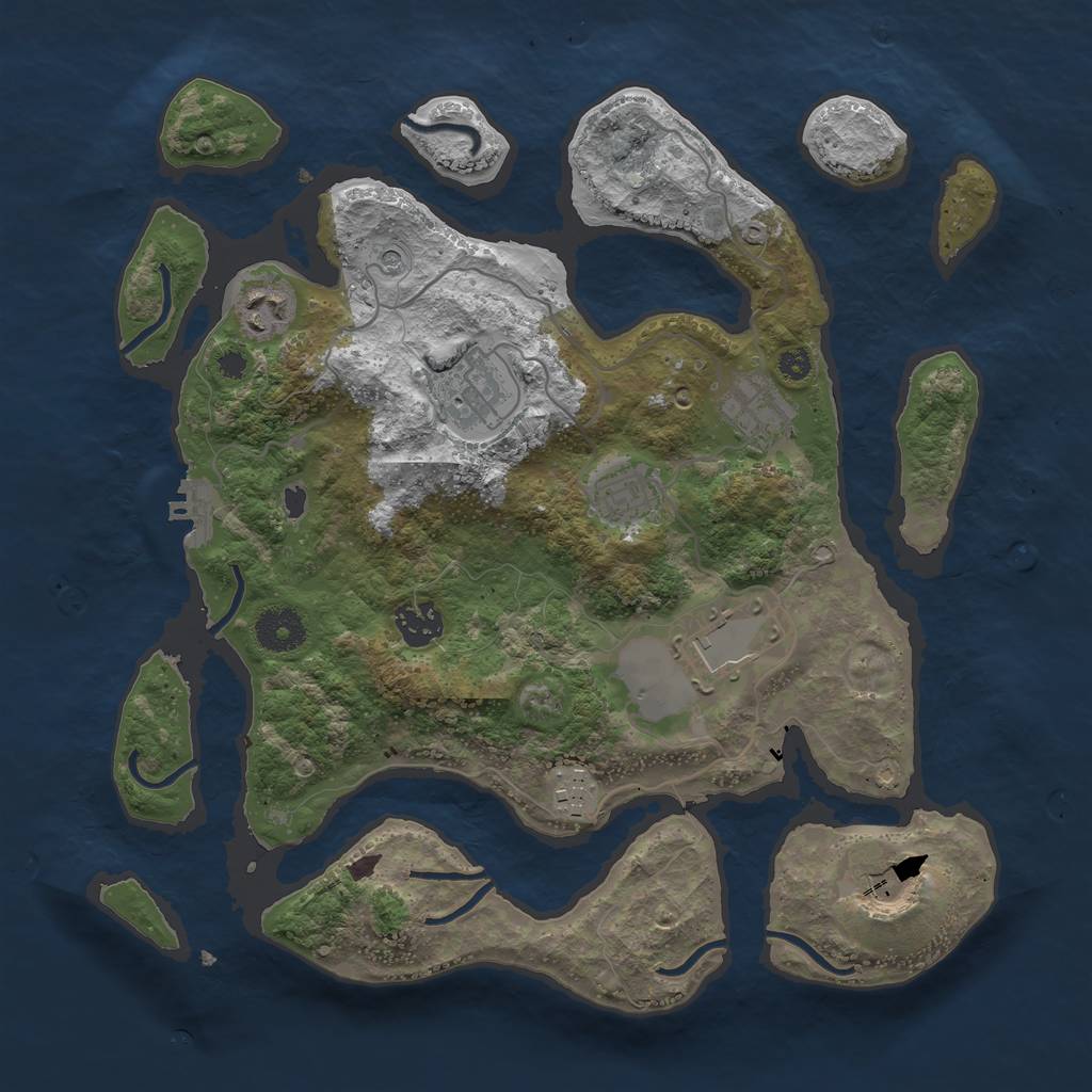 Rust Map: Procedural Map, Size: 3500, Seed: 255364, 12 Monuments