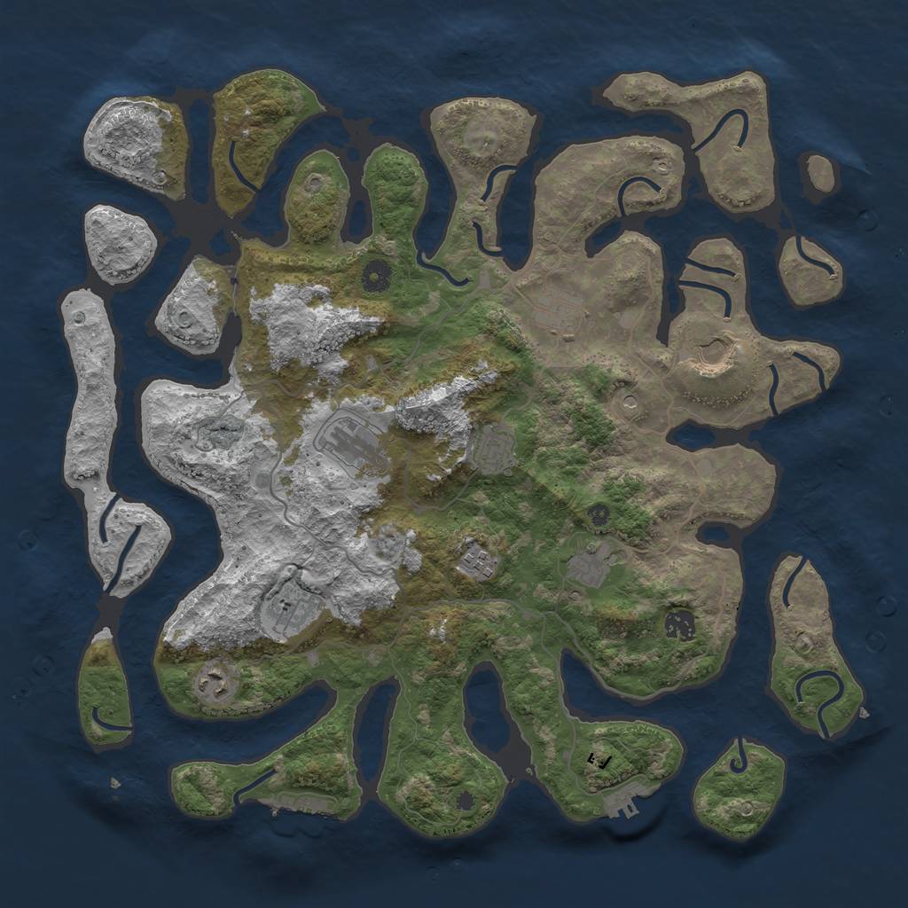 Rust Map: Procedural Map, Size: 4250, Seed: 827644806, 14 Monuments