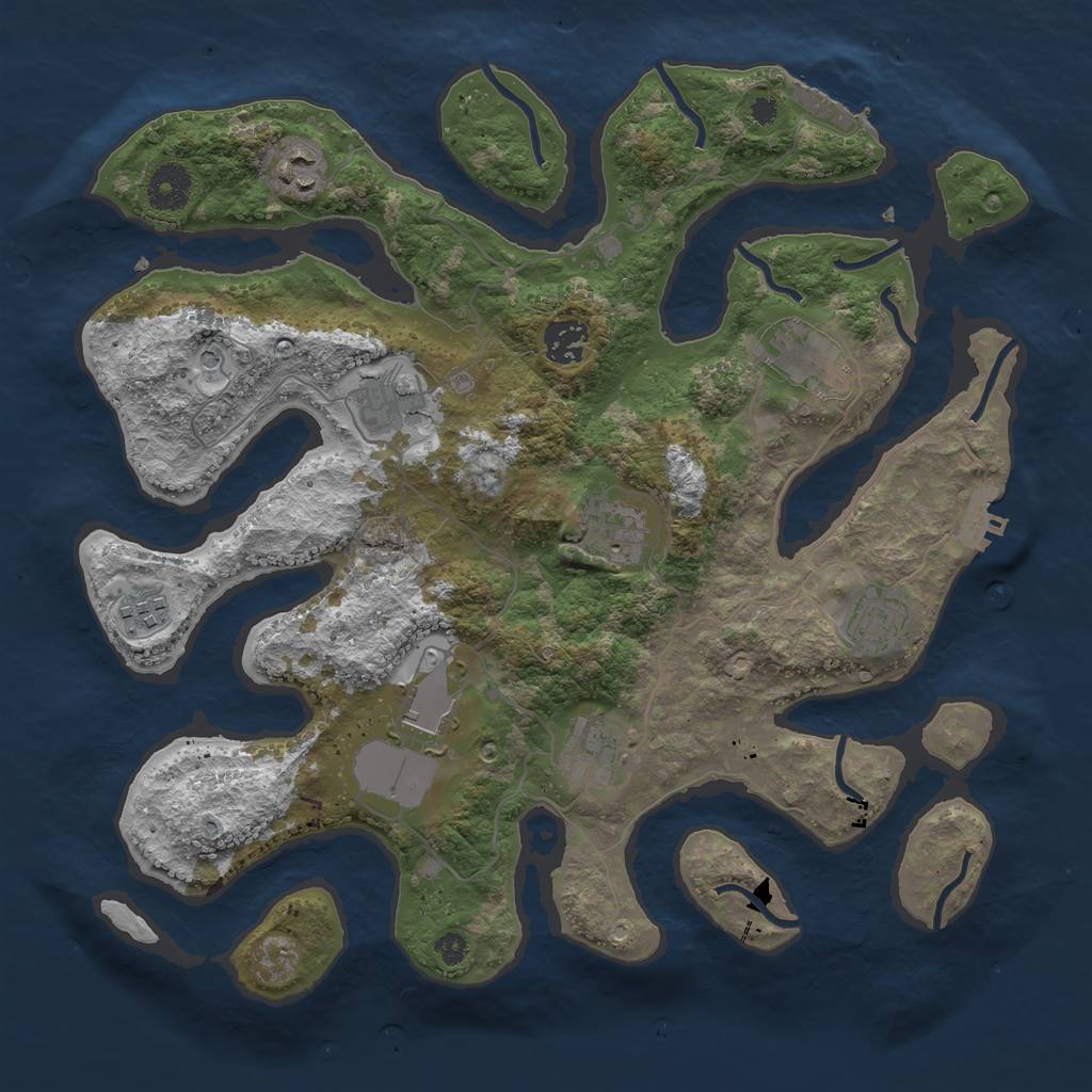 Rust Map: Procedural Map, Size: 3600, Seed: 5865124, 14 Monuments