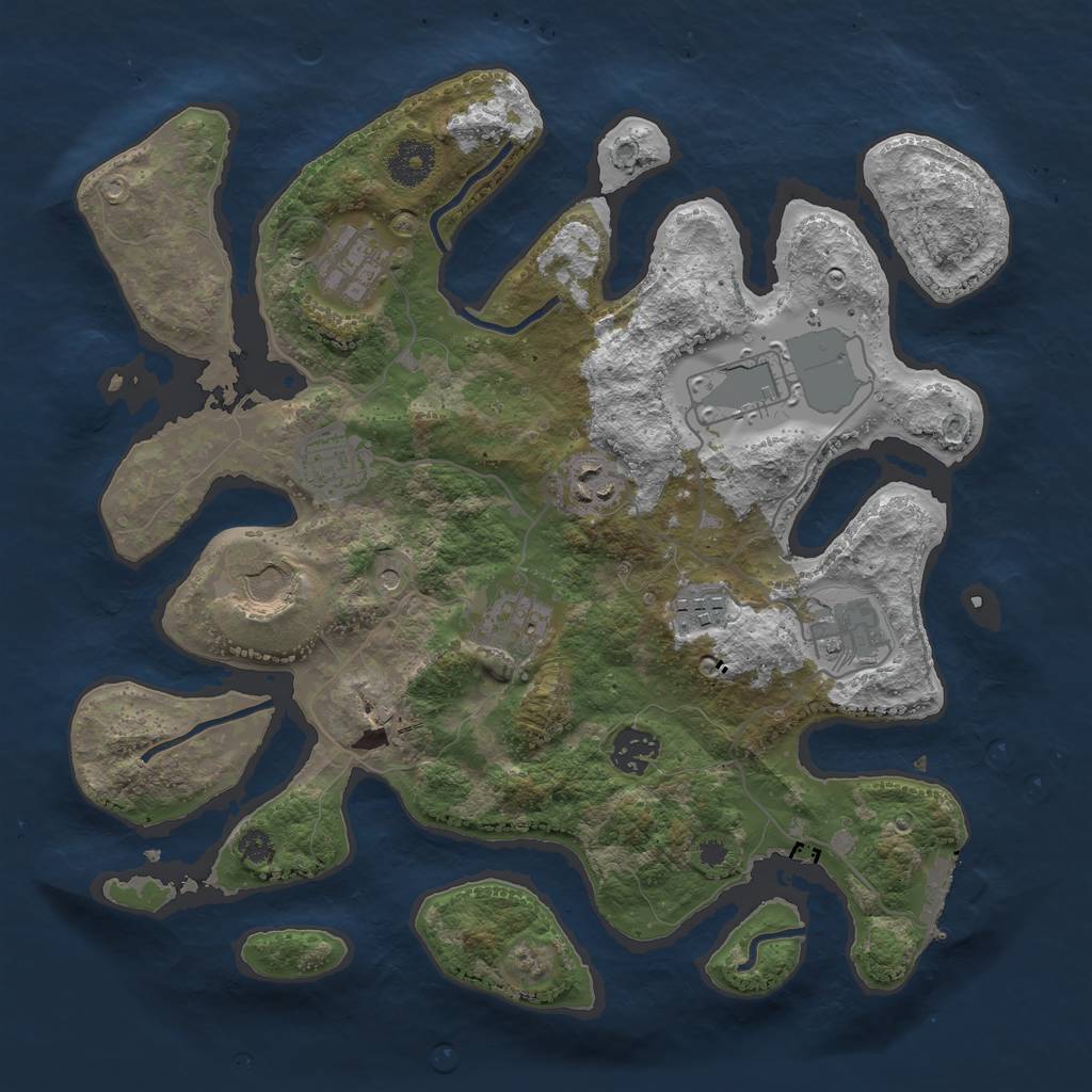 Rust Map: Procedural Map, Size: 3500, Seed: 273819, 13 Monuments