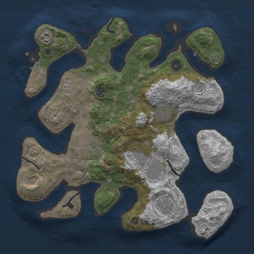 Rust Map: Procedural Map, Size: 3500, Seed: 21314, 12 Monuments