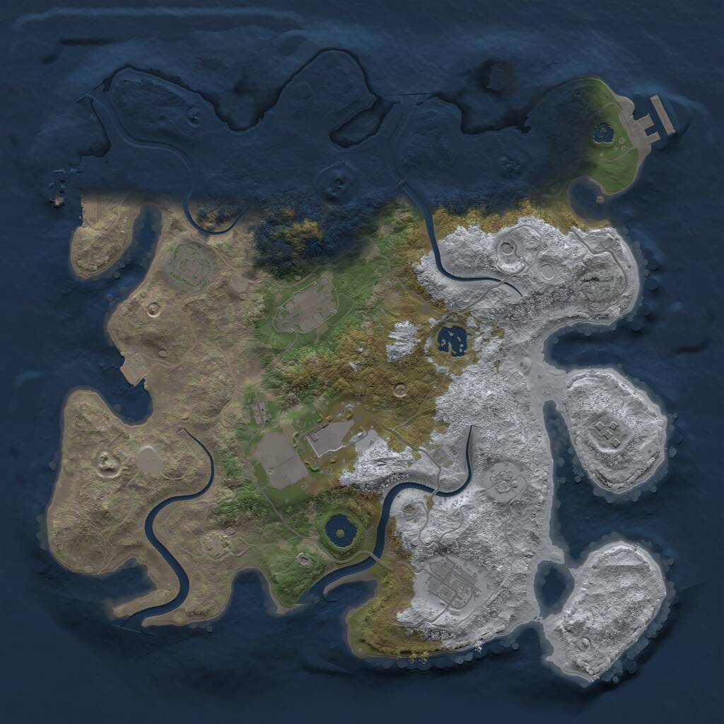 Rust Map: Procedural Map, Size: 3500, Seed: 21314, 12 Monuments