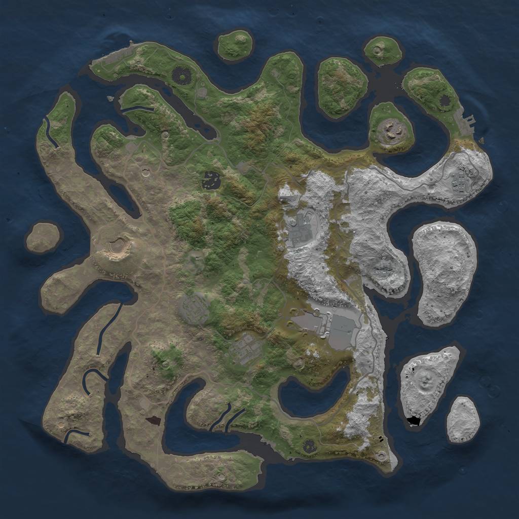 Rust Map: Procedural Map, Size: 4000, Seed: 239709591, 13 Monuments