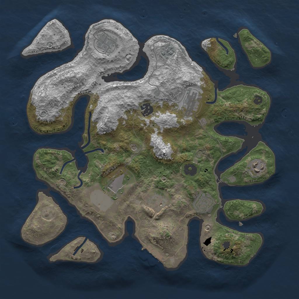 Rust Map: Procedural Map, Size: 3500, Seed: 496055, 12 Monuments