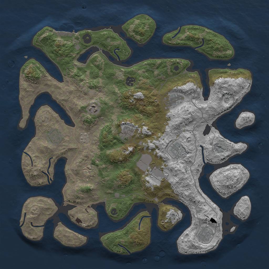 Rust Map: Procedural Map, Size: 4250, Seed: 493921256, 14 Monuments