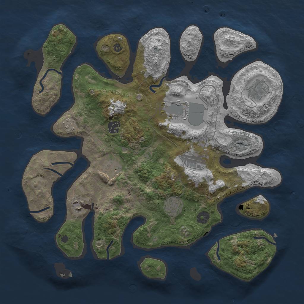 Rust Map: Procedural Map, Size: 3600, Seed: 1505535217, 10 Monuments