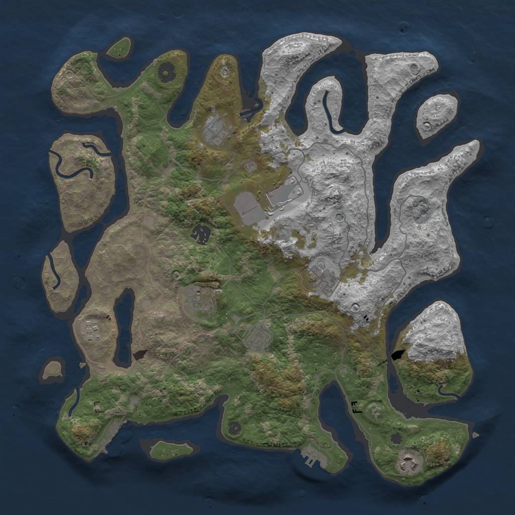 Rust Map: Procedural Map, Size: 4000, Seed: 39021234, 13 Monuments