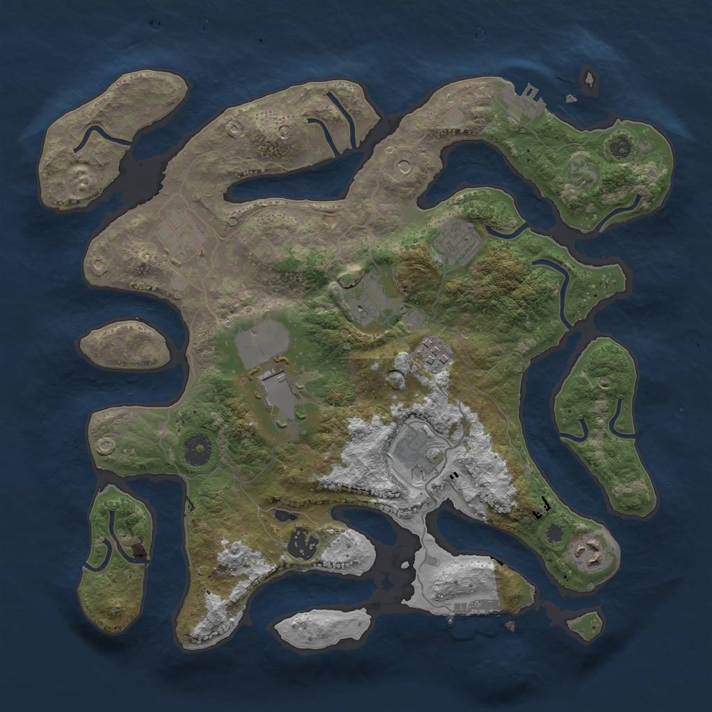 Rust Map: Procedural Map, Size: 3500, Seed: 283638, 13 Monuments