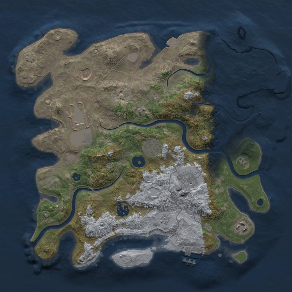 Rust Map: Procedural Map, Size: 3500, Seed: 283638, 12 Monuments