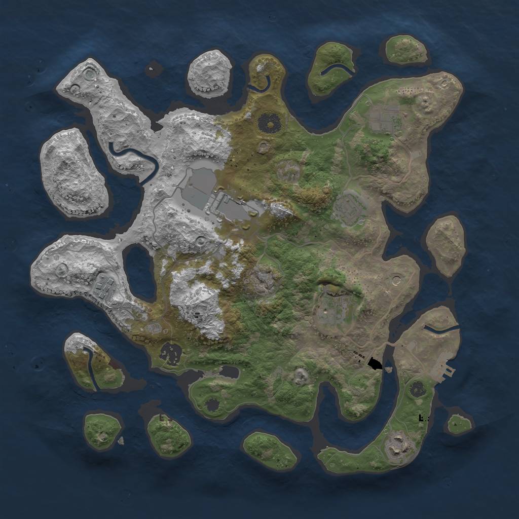 Rust Map: Procedural Map, Size: 3500, Seed: 262466, 11 Monuments