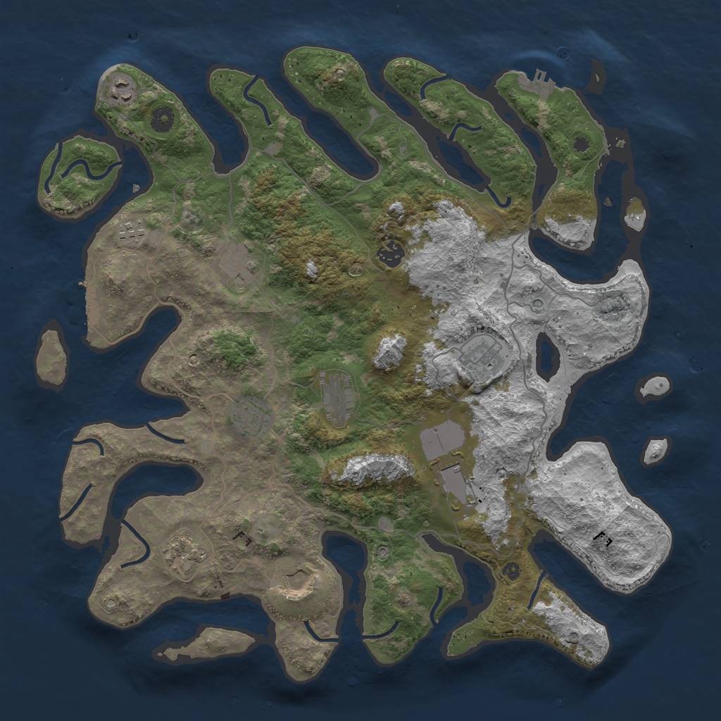 Rust Map: Procedural Map, Size: 4250, Seed: 1191711396, 15 Monuments