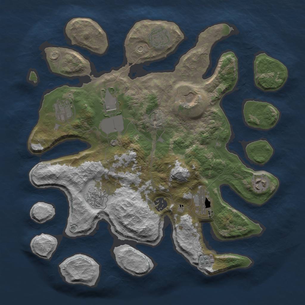 Rust Map: Barren, Size: 3500, Seed: 1137442566, 12 Monuments