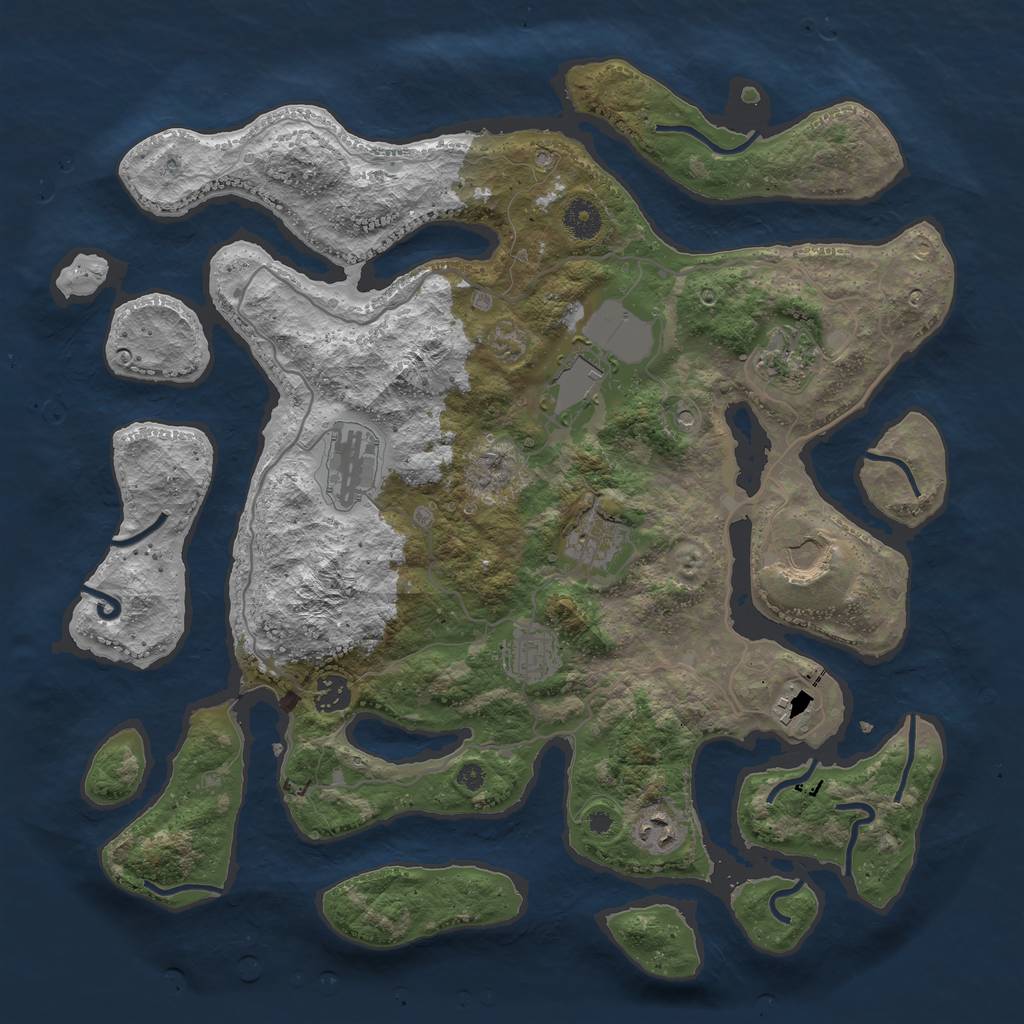 Rust Map: Procedural Map, Size: 4000, Seed: 778195077, 12 Monuments