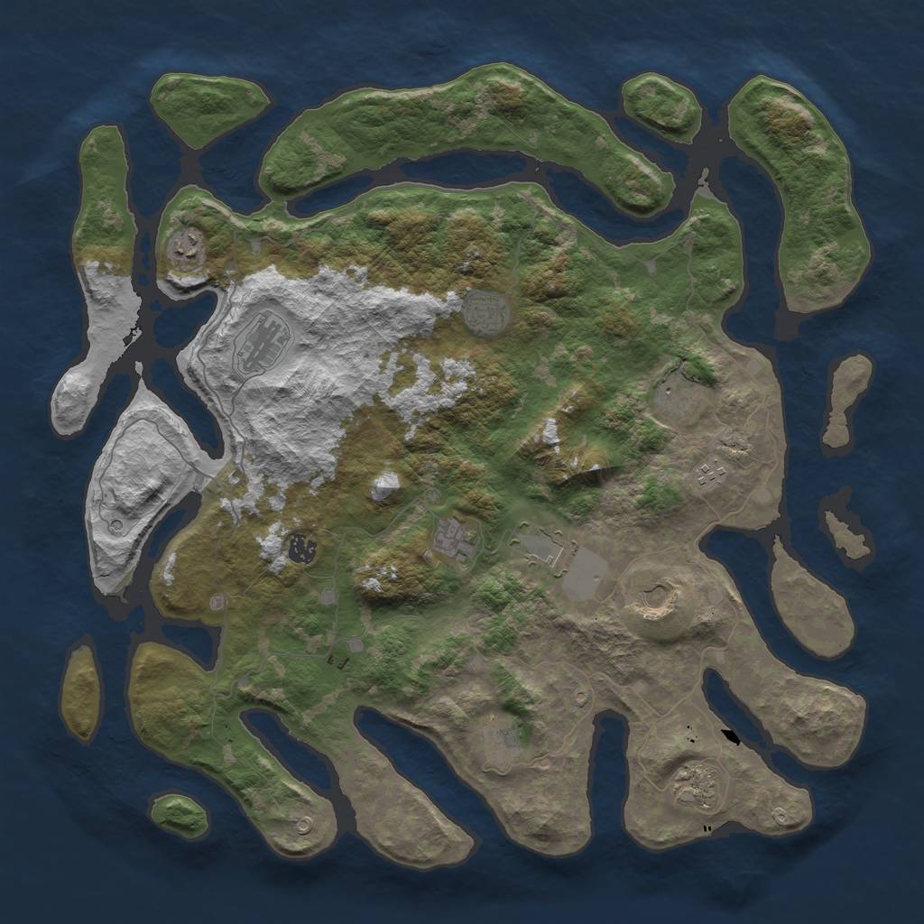 Rust Map: Barren, Size: 4800, Seed: 2, 14 Monuments