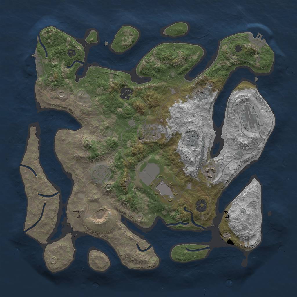 Rust Map: Procedural Map, Size: 3600, Seed: 2315471, 13 Monuments