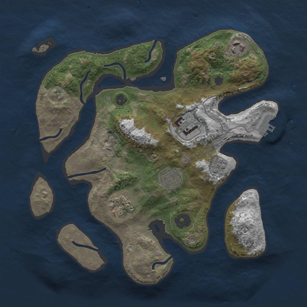 Rust Map: Procedural Map, Size: 3000, Seed: 92346907, 8 Monuments