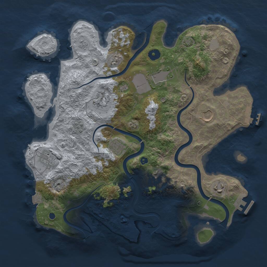 Rust Map: Procedural Map, Size: 3500, Seed: 744965, 14 Monuments