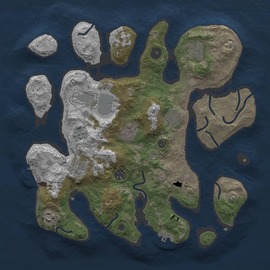 Rust Map: Procedural Map, Size: 3500, Seed: 744965, 13 Monuments