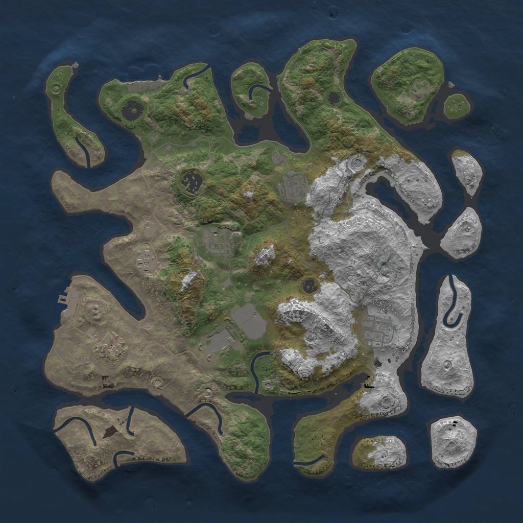 Rust Map: Procedural Map, Size: 3850, Seed: 1463068245, 12 Monuments