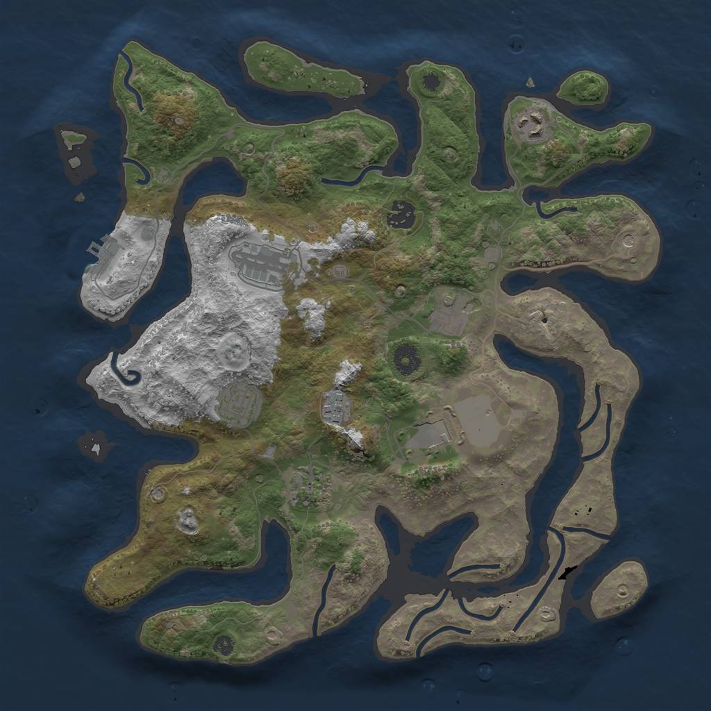 Rust Map: Procedural Map, Size: 3680, Seed: 6543258, 12 Monuments