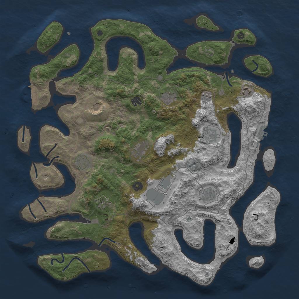 Rust Map: Procedural Map, Size: 4500, Seed: 1488561158, 16 Monuments