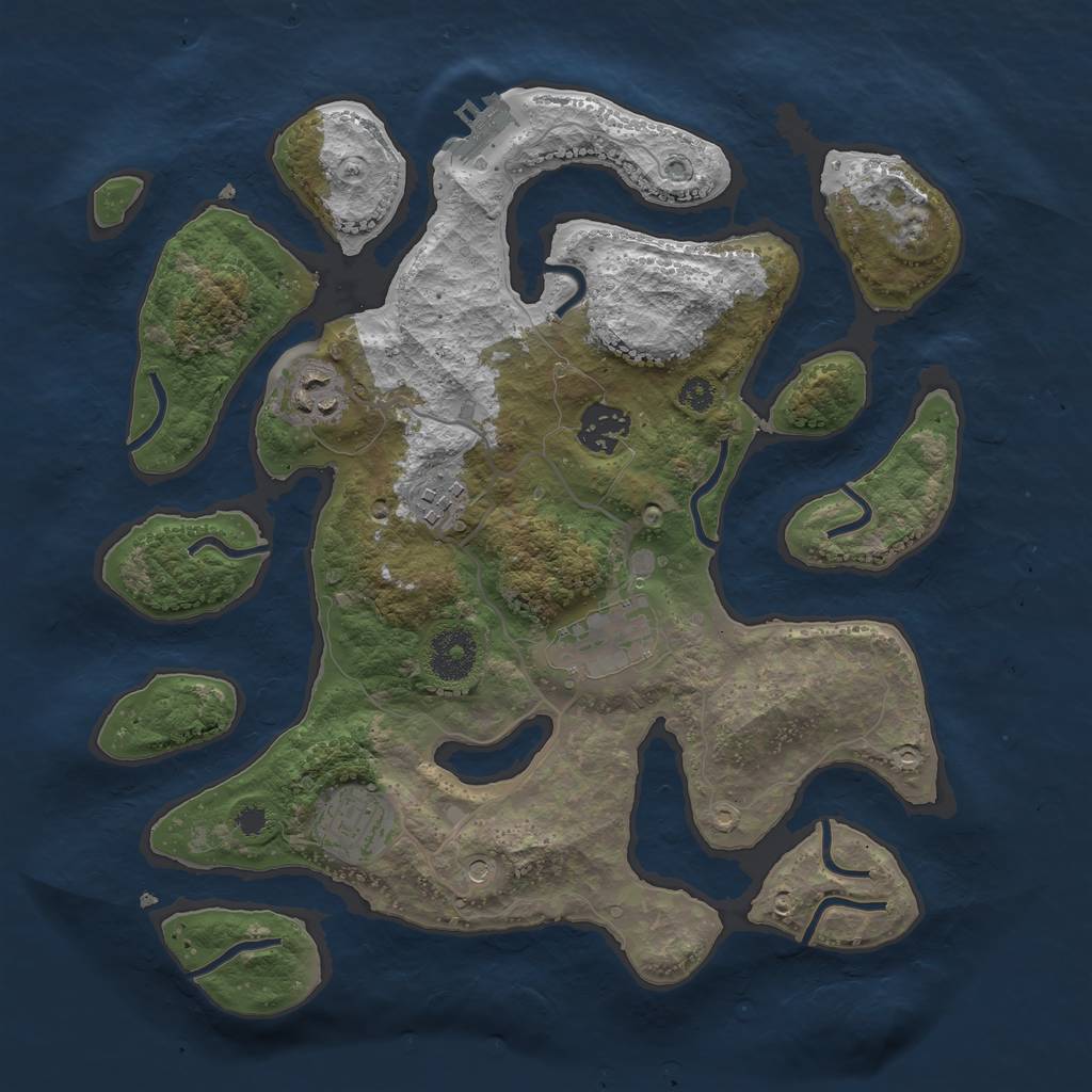 Rust Map: Procedural Map, Size: 3250, Seed: 535760, 9 Monuments