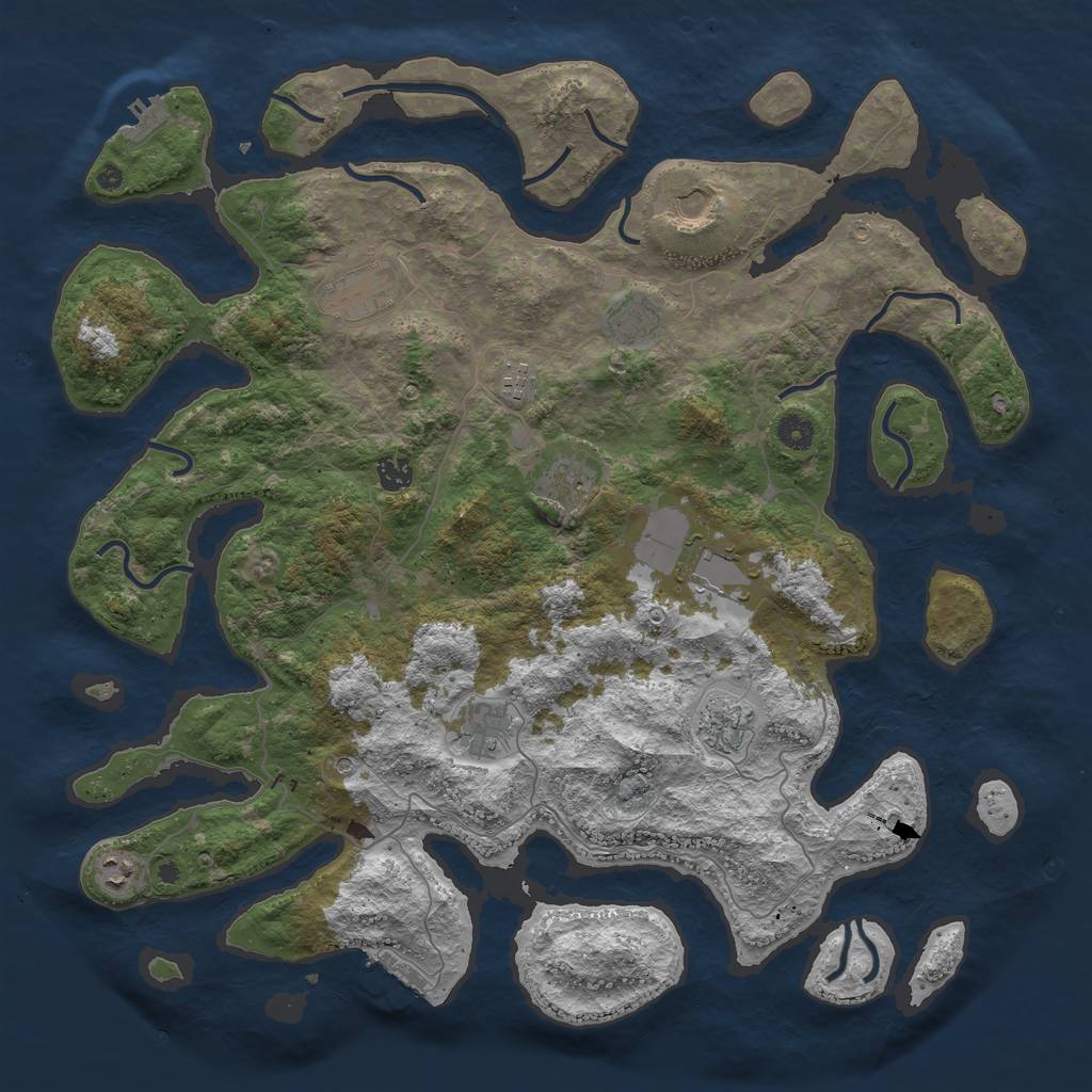 Rust Map: Procedural Map, Size: 4500, Seed: 10270618, 15 Monuments