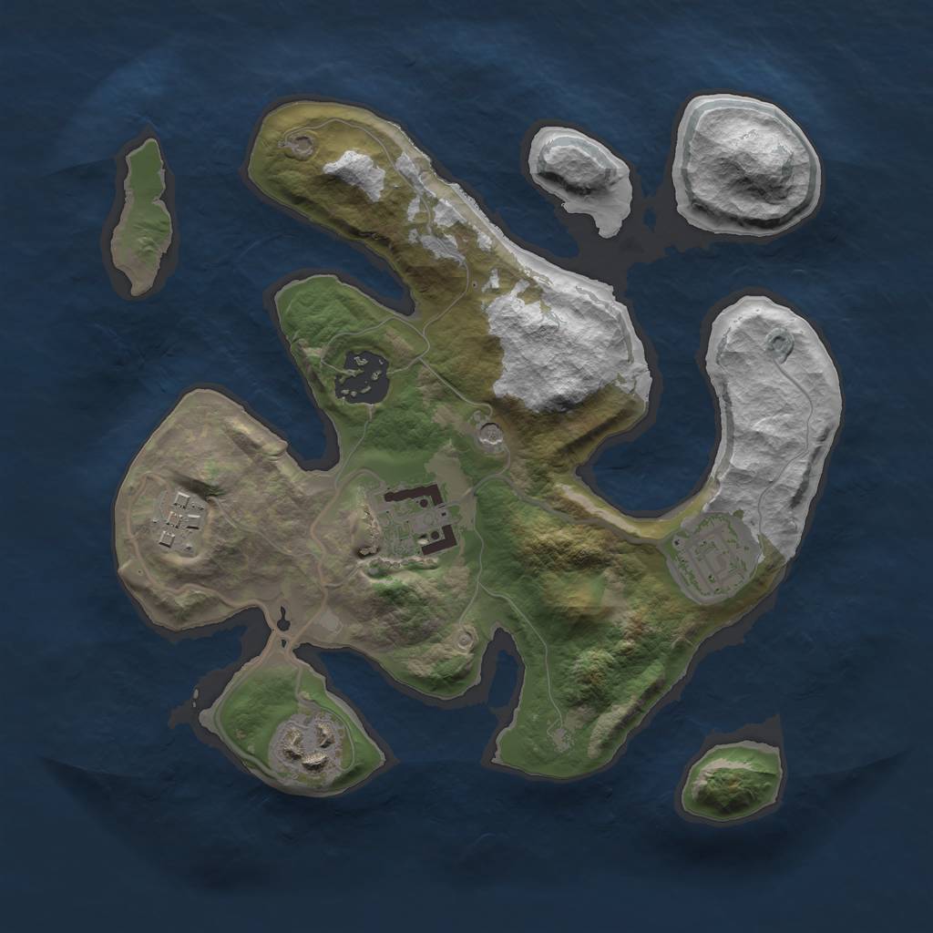 Rust Map: Barren, Size: 2500, Seed: 8520, 8 Monuments