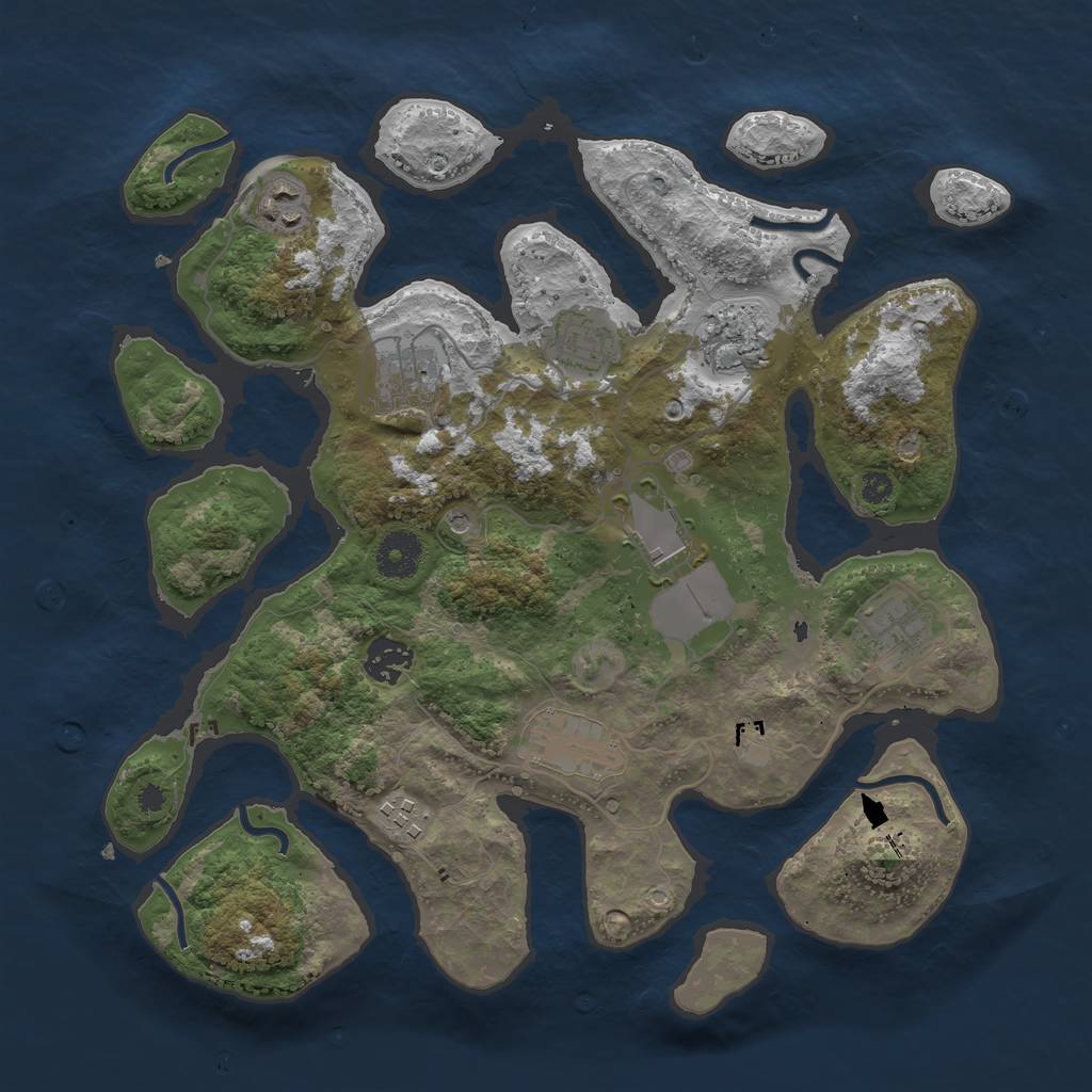 Rust Map: Procedural Map, Size: 3500, Seed: 1444914574, 12 Monuments