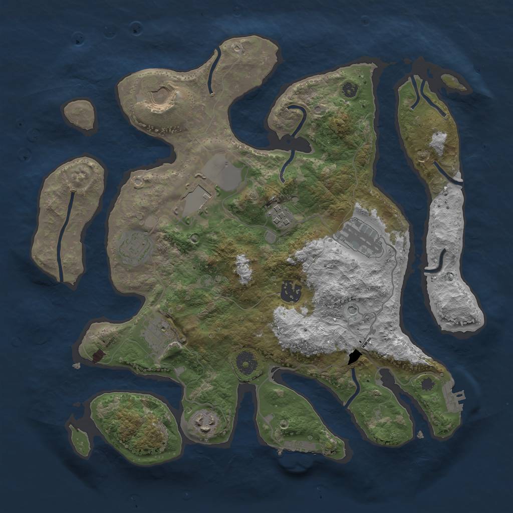 Rust Map: Procedural Map, Size: 3500, Seed: 1111232, 13 Monuments