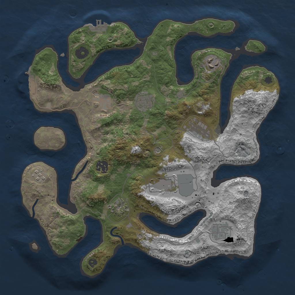 Rust Map: Procedural Map, Size: 3500, Seed: 1422106970, 14 Monuments