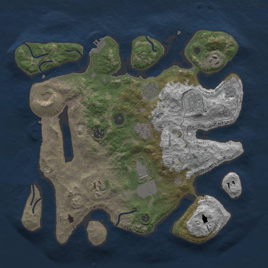 Rust Map: Procedural Map, Size: 3500, Seed: 4332, 14 Monuments