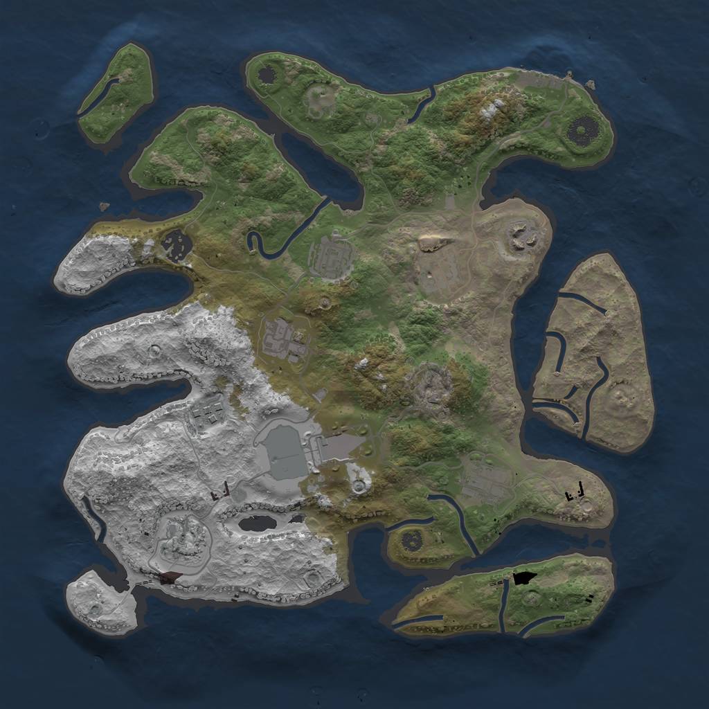 Rust Map: Procedural Map, Size: 3500, Seed: 322478, 12 Monuments