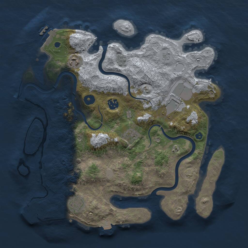 Rust Map: Procedural Map, Size: 3500, Seed: 60666, 12 Monuments