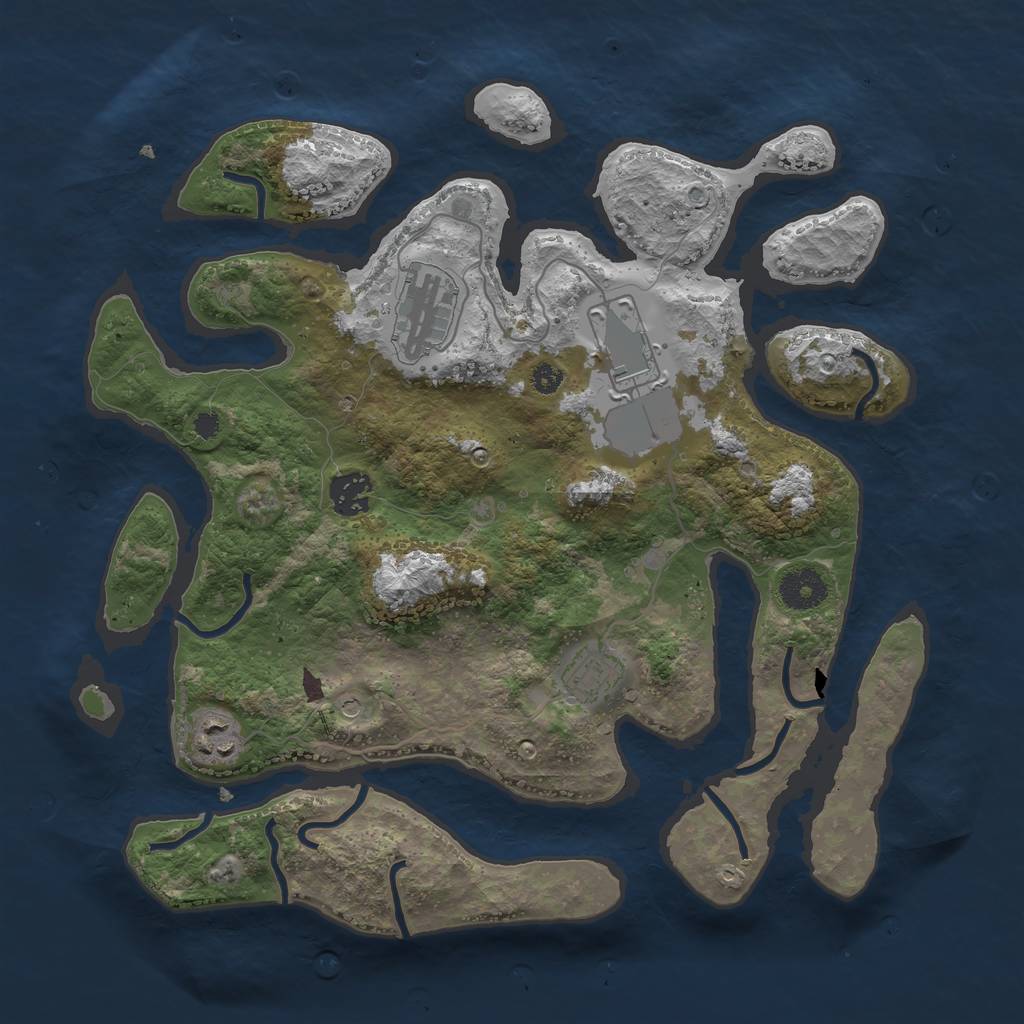 Rust Map: Procedural Map, Size: 3500, Seed: 60666, 8 Monuments