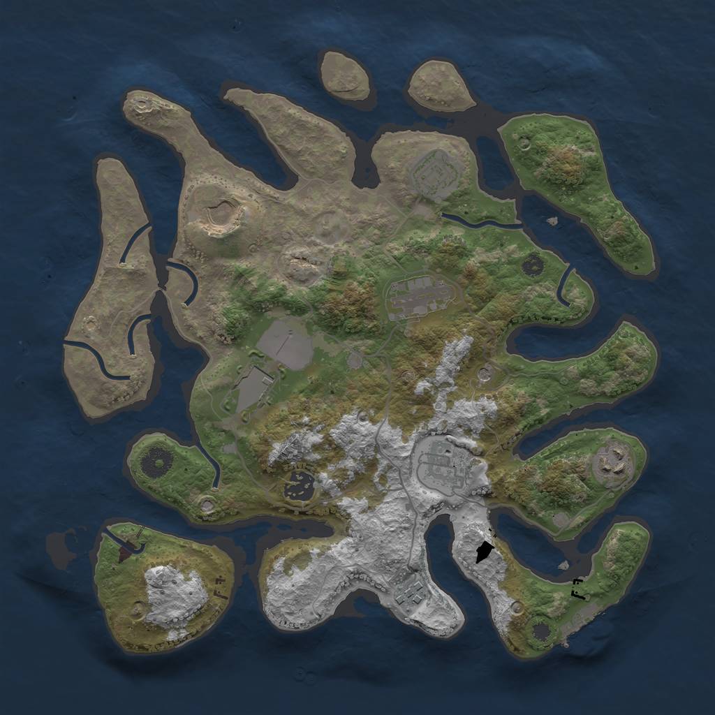 Rust Map: Procedural Map, Size: 3500, Seed: 3853817, 12 Monuments