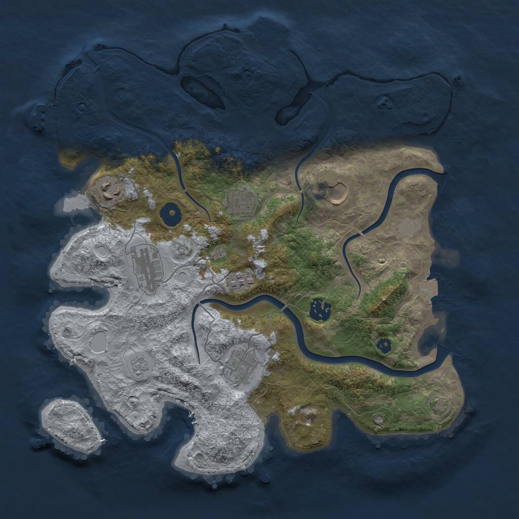 Rust Map: Procedural Map, Size: 3500, Seed: 41858, 12 Monuments