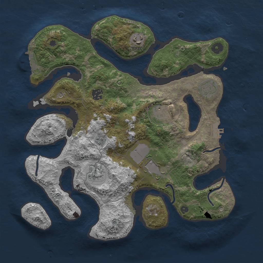 Rust Map: Procedural Map, Size: 3500, Seed: 41858, 12 Monuments