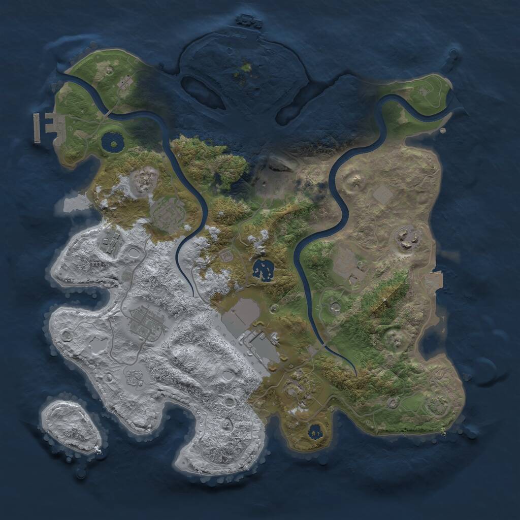 Rust Map: Procedural Map, Size: 3500, Seed: 41858, 15 Monuments