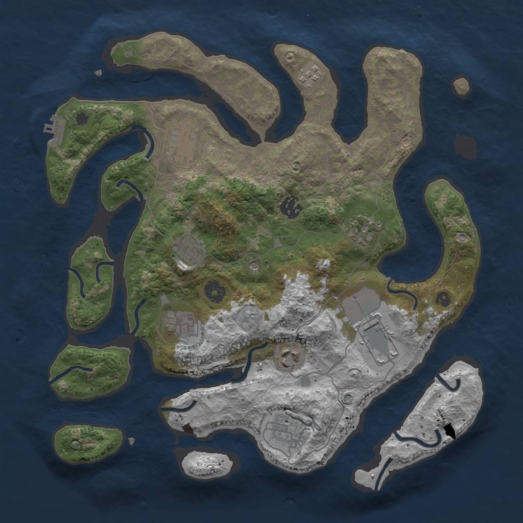 Rust Map: Procedural Map, Size: 3600, Seed: 58890879, 13 Monuments