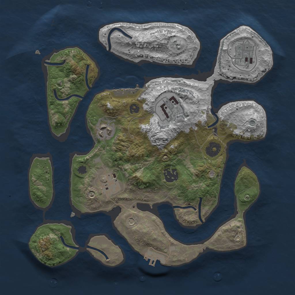 Rust Map: Procedural Map, Size: 3000, Seed: 113961216, 10 Monuments