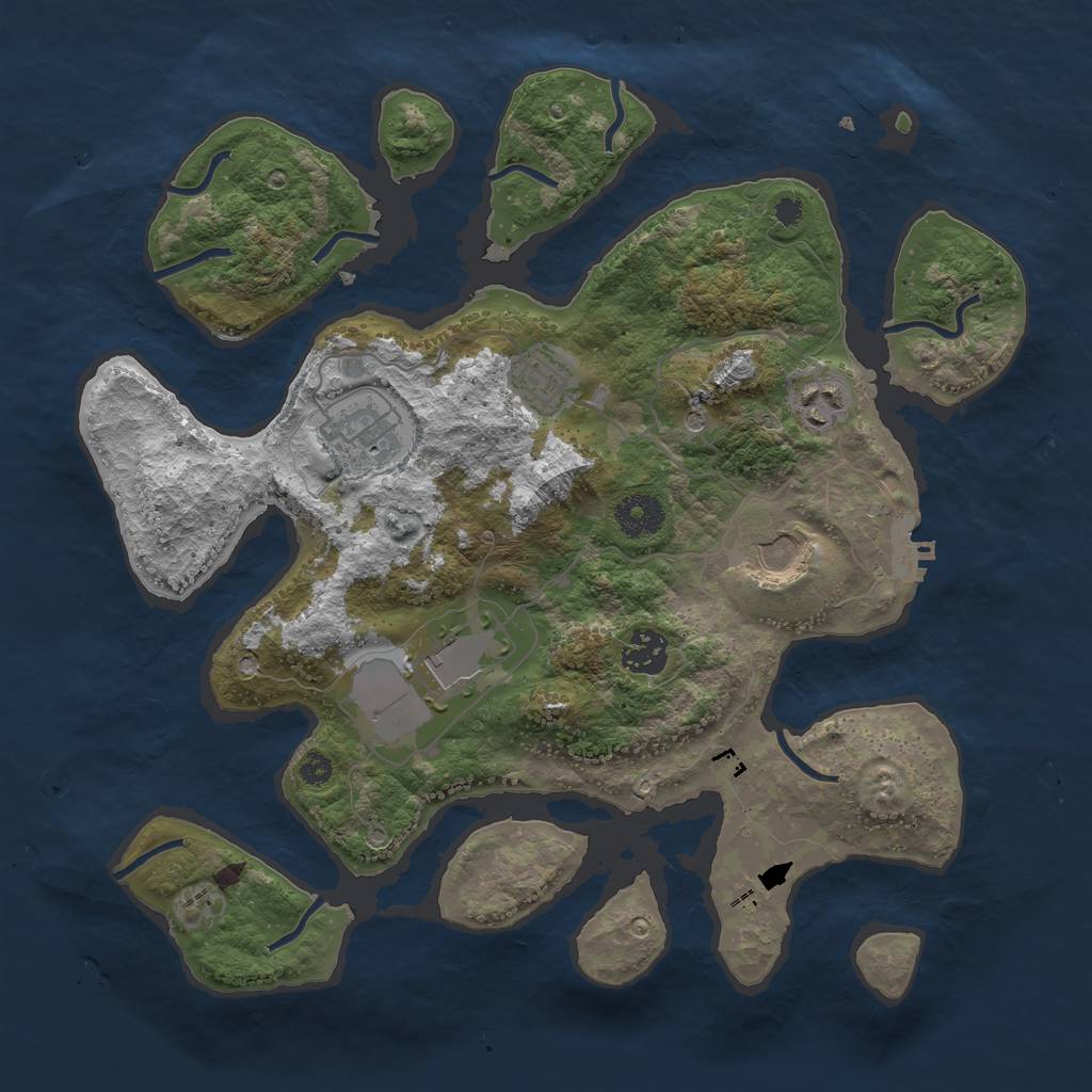 Rust Map: Procedural Map, Size: 3500, Seed: 30422188, 10 Monuments