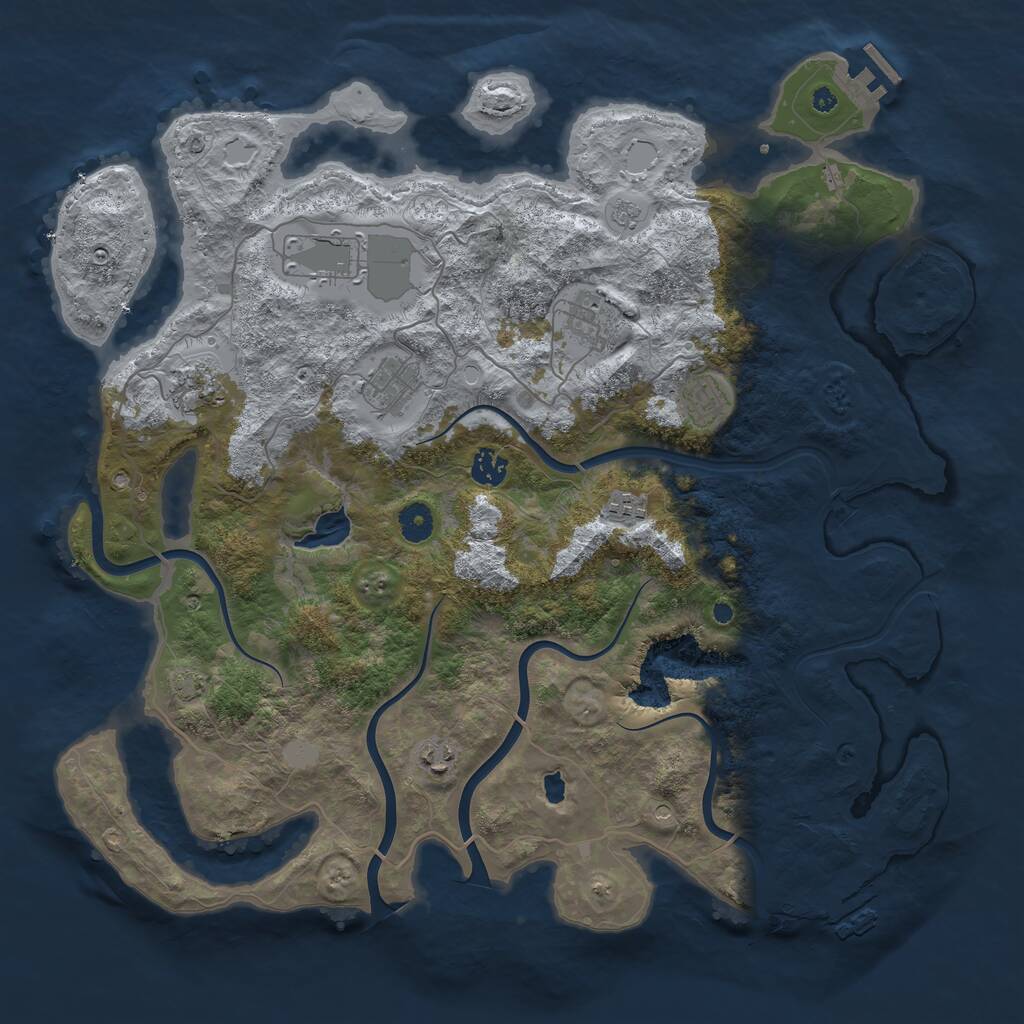 Rust Map: Procedural Map, Size: 4200, Seed: 45, 14 Monuments