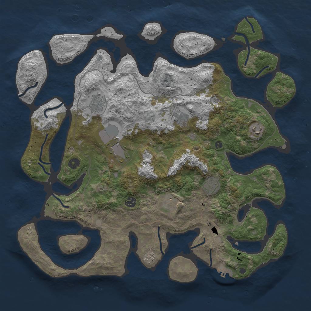 Rust Map: Procedural Map, Size: 4200, Seed: 45, 12 Monuments