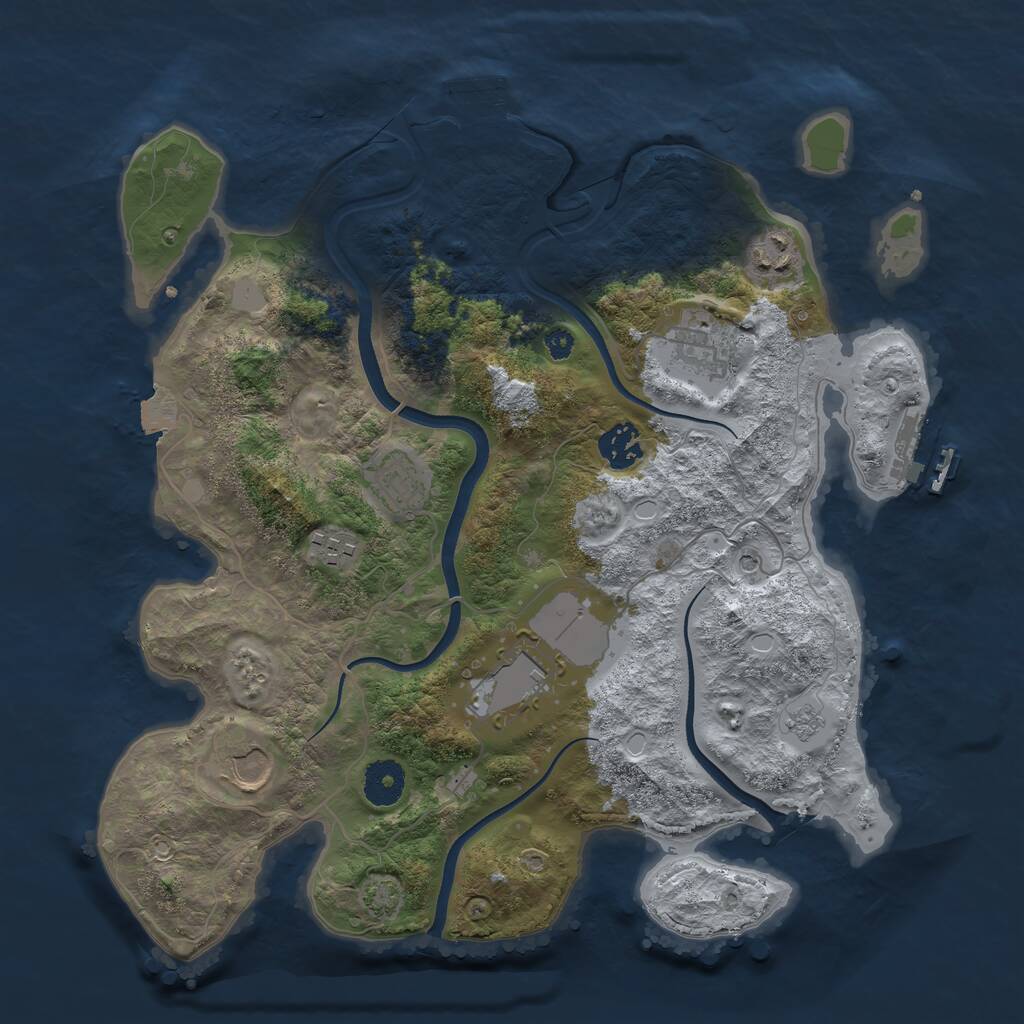 Rust Map: Procedural Map, Size: 3500, Seed: 2127874, 13 Monuments