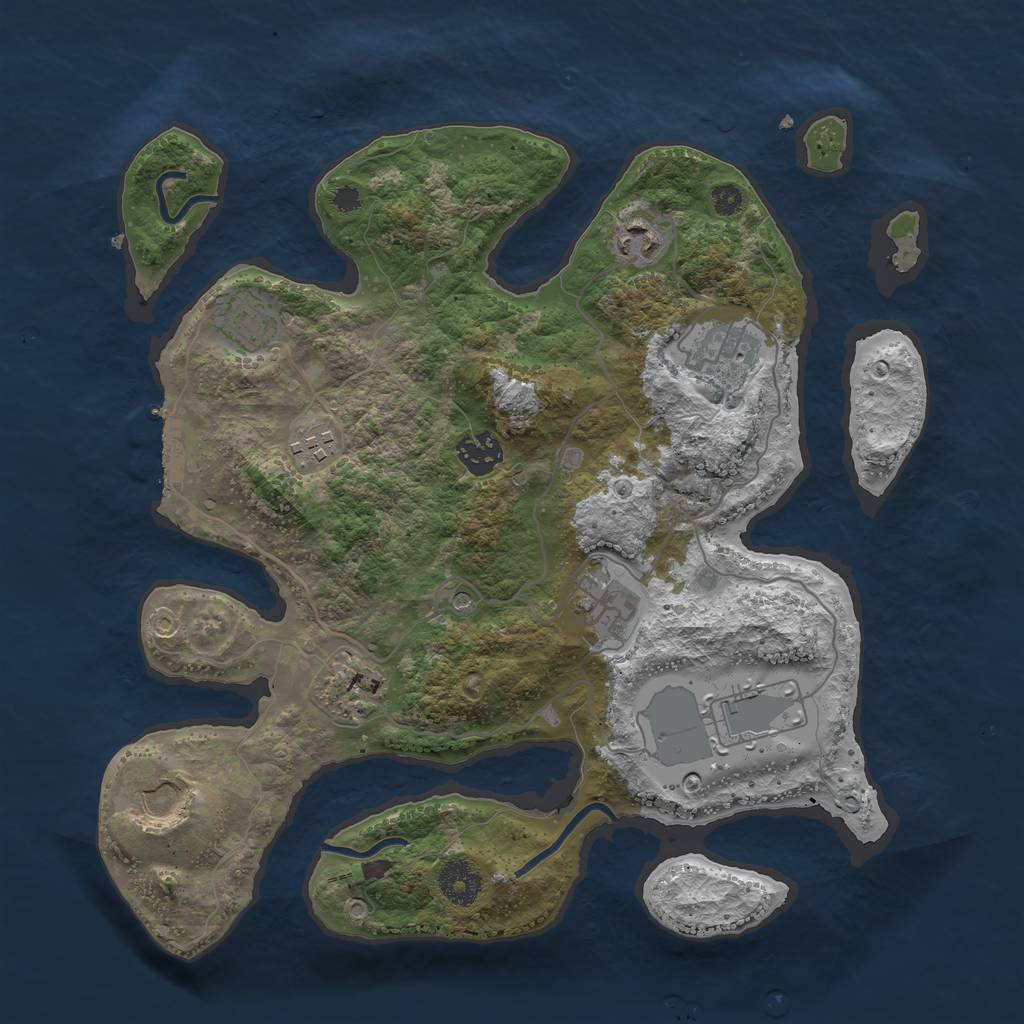 Rust Map: Procedural Map, Size: 3500, Seed: 2127874, 13 Monuments