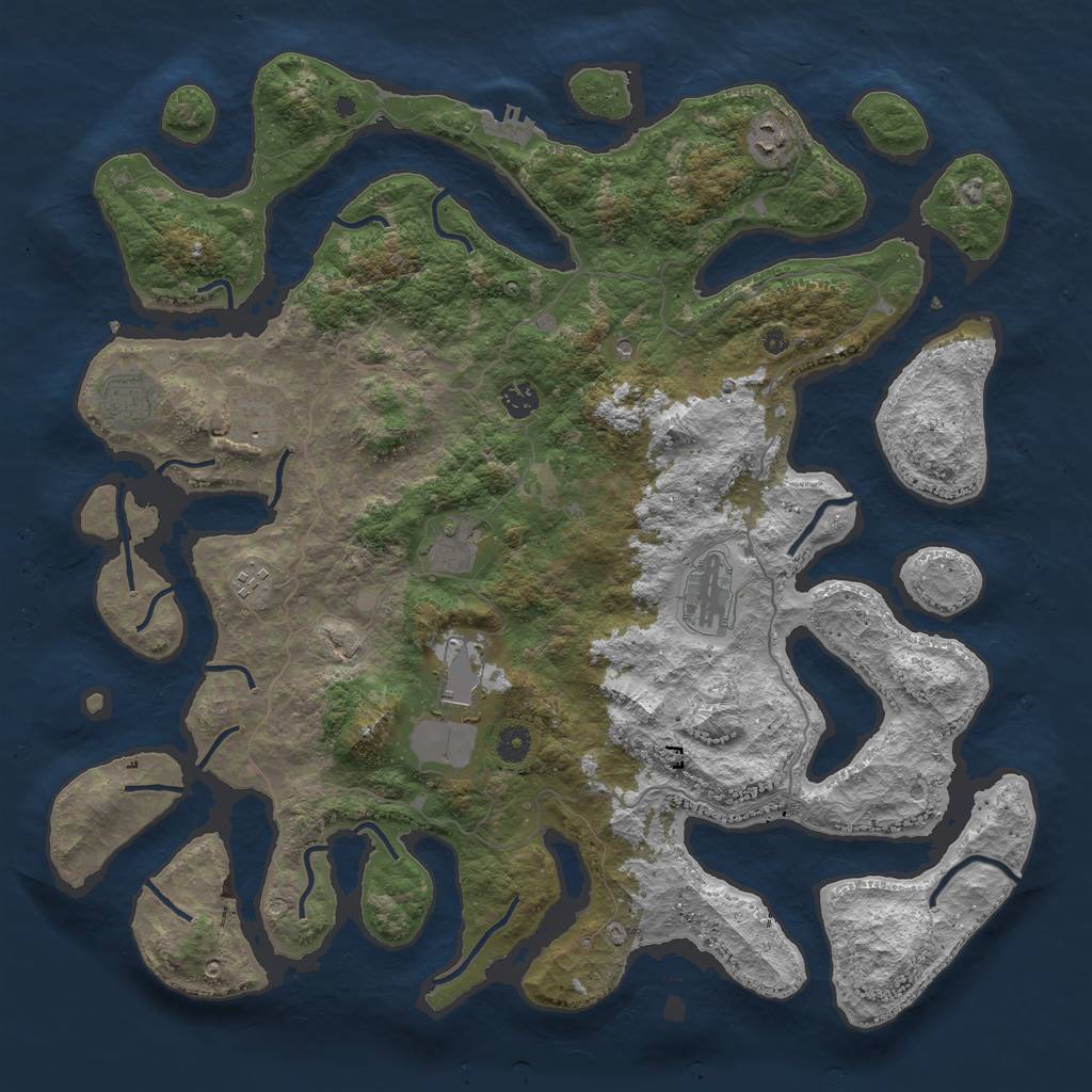 Rust Map: Procedural Map, Size: 4500, Seed: 116721860, 12 Monuments